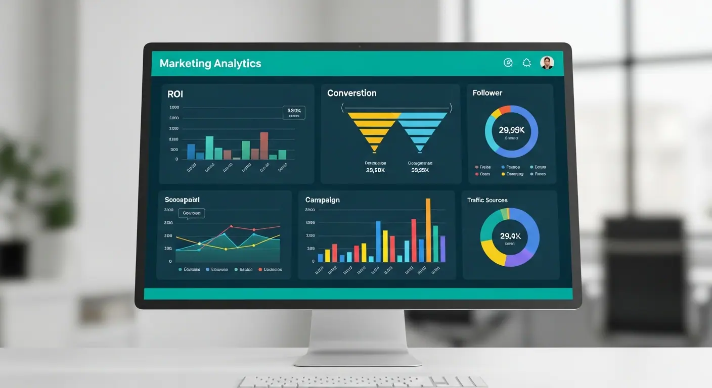 Dashboard analytique marketing avec KPIs et métriques de conversion