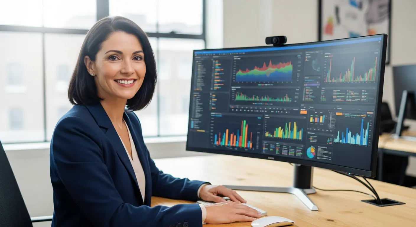 Directrice commerciale utilisant les dashboards Dashboard Insights Studio